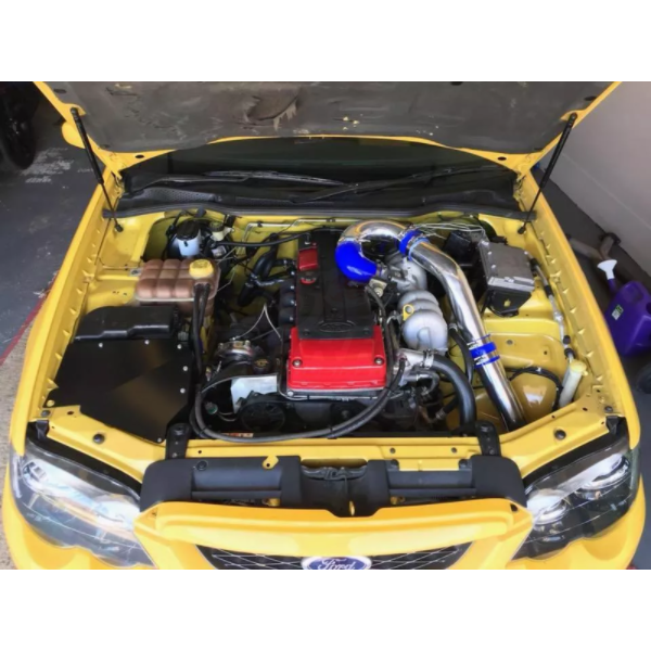 ANTZ-BAINTAKEONLY $395 4″ Turbo Side Intake Complete Air Box Suits FORD BA BF Falcon F6 XR6 $395 KIT INCLUDES: Quality CNC laser cut and powder coated air box. (Rust free) Stainless steel air intake pipe with breather hose attachment included. Plumb back engine breather hose and fitting Quality 4ply Silicon joiner (Option for 4″ turbo inlet available) Blow off valve blocker 4″ Large Pod filter --This kit is very easy to install and retains recirculation of the rocker cover breather. Kit installed in 45 min