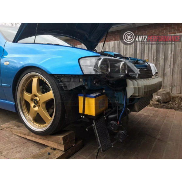 ANTZ-BAUHRELO $319.9 ANTZ Battery Relocation Under Headlight / Behind Bumper Kit Suit Ford Falcon BA BF XR6 $319.9 Relocate your existing battery behind the factory fog lights area on driver side, this allows the cables to be kept as short as possible to prevent any voltage drop or poor starting. Installation is very simple, no cutting of cables is needed.--This is used to allow larger turbo side air intakes Relocate your existing battery behind the factory fog lights area on driver side, this allows the c