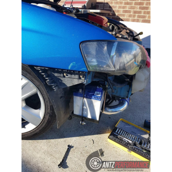 ANTZ-BAUHRELO $319.9 ANTZ Battery Relocation Under Headlight / Behind Bumper Kit Suit Ford Falcon BA BF XR6 $319.9 Relocate your existing battery behind the factory fog lights area on driver side, this allows the cables to be kept as short as possible to prevent any voltage drop or poor starting. Installation is very simple, no cutting of cables is needed.--This is used to allow larger turbo side air intakes Relocate your existing battery behind the factory fog lights area on driver side, this allows the c