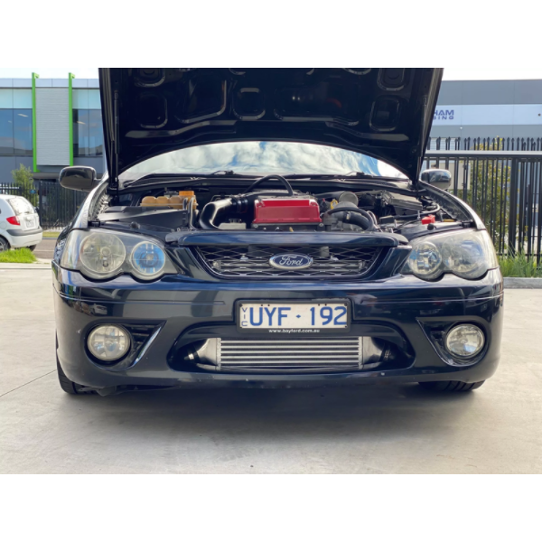 ANTZ-S2IKBABF $1699.9 ANTZ Stage 2 Intercooler Kit Bundle Ford BA BF Falcon Turbo $1699.9 KIT INCLUDES: Ford Falcon BA/BF Stage 2 Race Intercooler raw aluminium finish. Ford Falcon BA/BF black intercooler piping kit to suit. Hose clamps and silicon joiners included. -- The ANTZ performance Race Edition intercooler kit for the Ford Falcon B series is here. Lets face it, street size intercoolers are a minor upgrade over your stock intercoolers, so much so we recommend to go straight to a Race Intercooler (St
