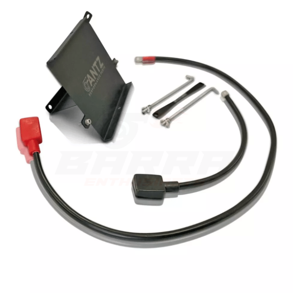 ANTZ-FGPSBATRELO $249.9 Battery Relocation Kit suit XR6 Turbo FORD Falcon FG-FGX $249.9 KIT INCLUDES: Two piece system for easy installation made from powder coated steel. Battery positive lead & battery negative lead. Both positive and negative terminals. Battery Clamp -- Ford Falcon FG XR6 Turbo Battery Relocation Kit to allow a turbo side air intake. When using any 4 inches Airbox/air intake kit, the original position of the battery has to be moved, we have developed a two-piece battery tray system supp