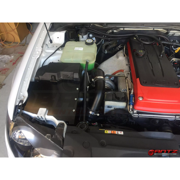 ANTZ-FGTSIONLY $349.9 4″ Turbo Side Intake Kit Only (No Battery Relocation Included) Suits Ford FG-FGX $349.9  Quality CNC 4 inch Airbox, in a black finish. Quality Silicon & Stainless steel pipe. Large 4″ Pod Filter Quality solid band hose clamps Plumb back engine breather hose and fitting Mounting bolts for the air box. Blow off valve blocker plug. --Ford Falcon FG-FGX 4″ TURBO SIDE KIT ONLY (Battery Relocation not included). Quality CNC 4 inch Airbox, in a black finish. Quality Silicon & Stainless steel