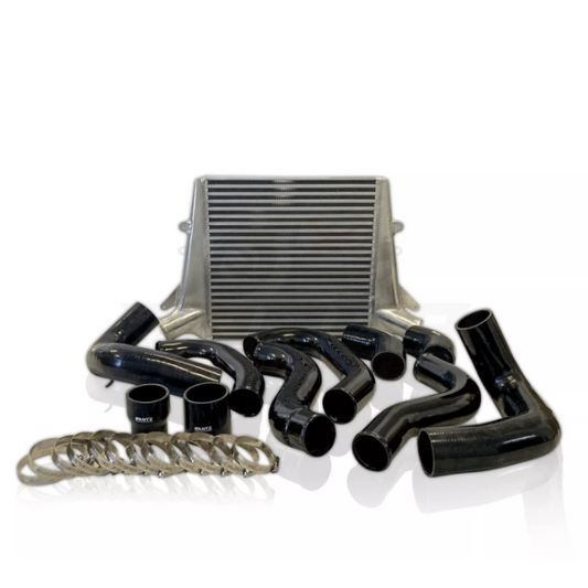 AZ-FGXS2IK-B $1790 Turbo Stage 2 Intercooler Kit Bundle Suits Ford FG FGX Falcon $1790 KIT INCLUDES: FG/FGX Stage 2 Intercooler Core FG/FGX Stage 2 Intercooler piping kit FG/FGX Throttle Body elbow kit (not pictured) -- Lets face it, ‘Street’ size intercoolers are a minor upgrade over your stock intercooler, so much so; we recommend to go straight to a race core (aka Stage 2 intercooler). We have used our FG race edition intercooler on a FG XR6 turbo producing 518.6rwkw (approx 700rwhp) on a mainline dyno,